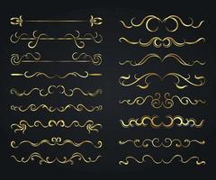 Golden floral dividers elements mega collection decoration pack vector