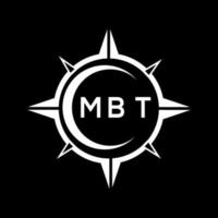 MBT abstract monogram shield logo design on black background. MBT creative initials letter logo. vector