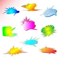 Set of speech bubble comic bright starburst sticker dialogue promotion abstract background web vector illustration