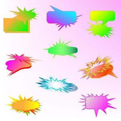 Collection of icon speech starburst comic book cartoon sticker memo abstract background web vector illustration