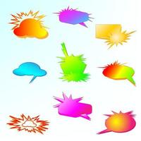 Collection of color speech comic book cartoon starburst sticker dialogue abstract background web vector illustration