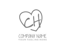 Initial CH with love logo template vector