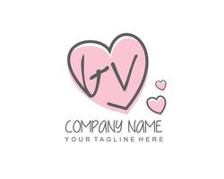 Initial GV with heart love logo template vector