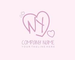 Initial NY with heart love logo template vector