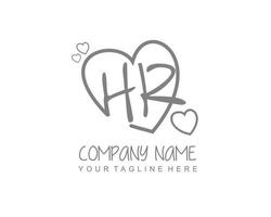 Initial HR with heart love logo template vector