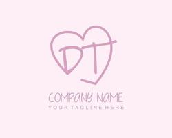 Initial DT with love logo template vector