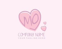 Initial MO with heart love logo template vector