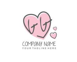 Initial GG with heart love logo template vector