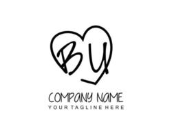 Initial BU with love logo template vector