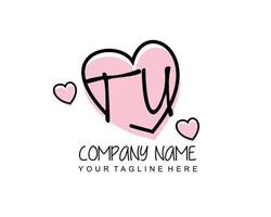 Initial TU with heart love logo template vector