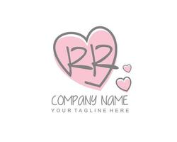 Initial RR with heart love logo template vector