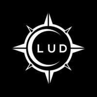 LUD abstract monogram shield logo design on black background. LUD creative initials letter logo. vector