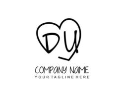 Initial DU with love logo template vector