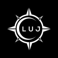 LUJ abstract monogram shield logo design on black background. LUJ creative initials letter logo. vector