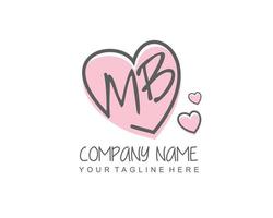 Initial MB with heart love logo template vector