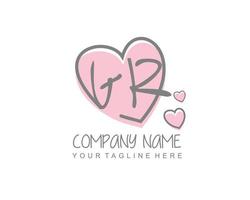 Initial GR with heart love logo template vector