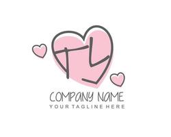 Initial TL with heart love logo template vector