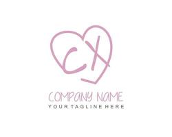 Initial CX with love logo template vector