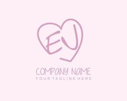 Initial EJ with heart love logo template vector