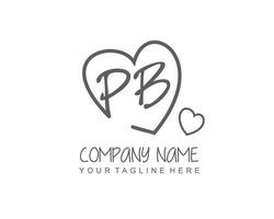 Initial PB with heart love logo template vector