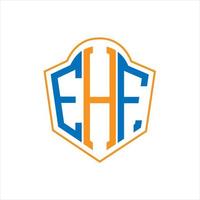 EHF abstract monogram shield logo design on white background. EHF creative initials letter logo. vector