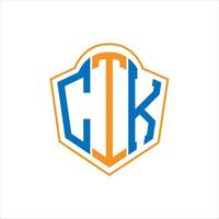 CTK abstract monogram shield logo design on white background. CTK creative initials letter logo. vector