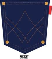 Pocket denim jeans Vector Patch Isometric