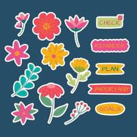 Spring Flower Journal Sticker Collection vector