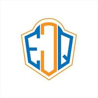 EJQ abstract monogram shield logo design on white background. EJQ creative initials letter logo.EJQ abstract monogram shield logo design on white background. EJQ creative initials letter logo. vector