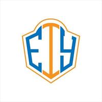 EIY abstract monogram shield logo design on white background. EIY creative initials letter logo. vector