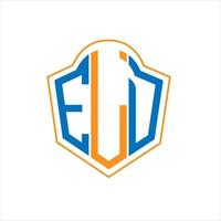 ELD abstract monogram shield logo design on white background. ELD creative initials letter logo. vector