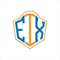EIX abstract monogram shield logo design on white background. EIX creative initials letter logo. vector