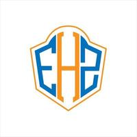 EHZ abstract monogram shield logo design on white background. EHZ creative initials letter logo. vector