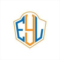 EYL abstract monogram shield logo design on white background. EYL creative initials letter logo. vector