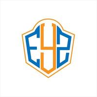 EYZ abstract monogram shield logo design on white background. EYZ creative initials letter logo. vector