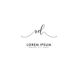 Initial RD Feminine logo beauty monogram and elegant logo design, handwriting logo of initial signature, wedding, fashion, floral and botanical with creative template vector