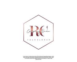 Initial RC Feminine logo beauty monogram and elegant logo design, handwriting logo of initial signature, wedding, fashion, floral and botanical with creative template vector