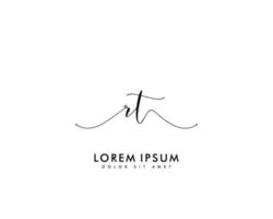 Initial RT Feminine logo beauty monogram and elegant logo design, handwriting logo of initial signature, wedding, fashion, floral and botanical with creative template vector