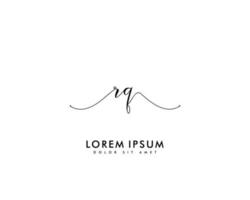 Initial RQ Feminine logo beauty monogram and elegant logo design, handwriting logo of initial signature, wedding, fashion, floral and botanical with creative template vector