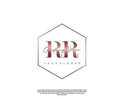 Initial RR Feminine logo beauty monogram and elegant logo design, handwriting logo of initial signature, wedding, fashion, floral and botanical with creative template vector