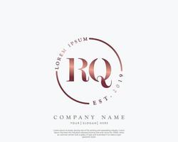 Initial RQ Feminine logo beauty monogram and elegant logo design, handwriting logo of initial signature, wedding, fashion, floral and botanical with creative template vector