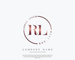 Initial RL Feminine logo beauty monogram and elegant logo design, handwriting logo of initial signature, wedding, fashion, floral and botanical with creative template vector