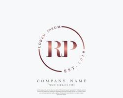 Initial RP Feminine logo beauty monogram and elegant logo design, handwriting logo of initial signature, wedding, fashion, floral and botanical with creative template vector