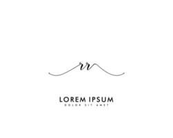 Initial RR Feminine logo beauty monogram and elegant logo design, handwriting logo of initial signature, wedding, fashion, floral and botanical with creative template vector