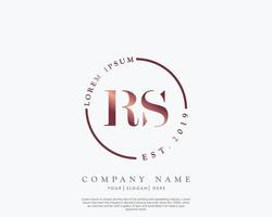 Initial RS Feminine logo beauty monogram and elegant logo design, handwriting logo of initial signature, wedding, fashion, floral and botanical with creative template vector