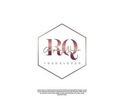 Initial RQ Feminine logo beauty monogram and elegant logo design, handwriting logo of initial signature, wedding, fashion, floral and botanical with creative template vector