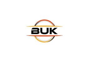 BUK letter royalty mandala shape logo. BUK brush art logo. BUK logo for a company, business, and commercial use. vector