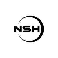 NSH letter logo design in illustration. Vector logo, calligraphy designs for logo, Poster, Invitation, etc.