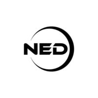 NED letter logo design in illustration. Vector logo, calligraphy designs for logo, Poster, Invitation, etc.