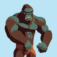 Vector Art Illustration of an angry gorilla , Character design,  angry gorilla mascot standing cartoon